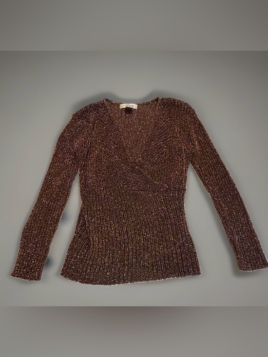Nine West Tops - Nine West Metallic Bronze Faux Wrap Sweater Top M